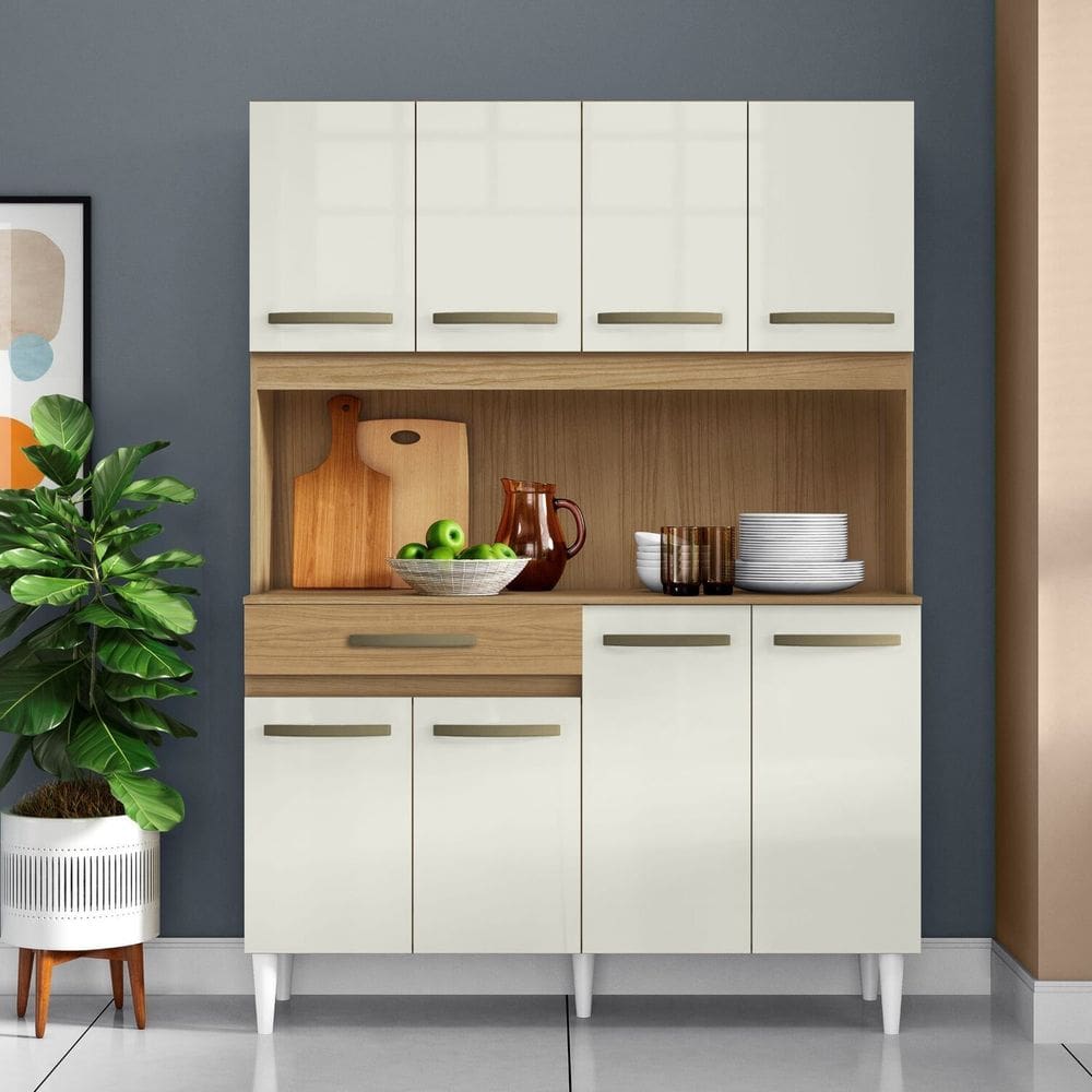 Cozinha Compacta 8 Portas Cleo Contemporâneo ATACAMA/OFF-WHITE