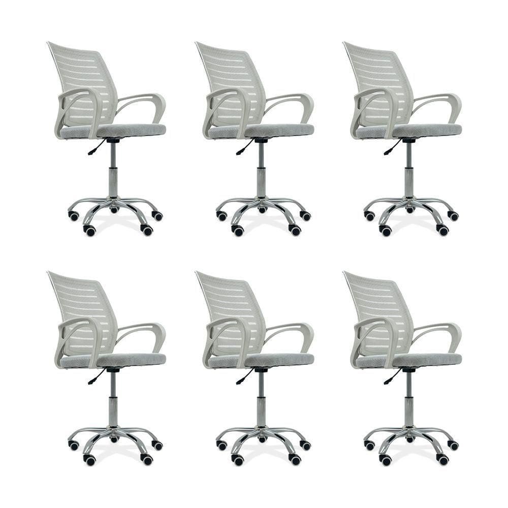 Kit 6 Cadeiras De Escritório Secretaria Diretor Roma Ergonômica - Branca