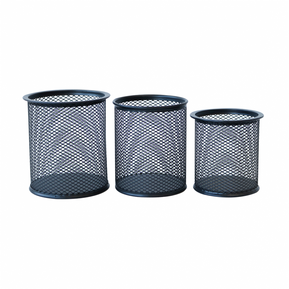 Porta Lápis e Canetas de Metal Aramado Com 03 Peças