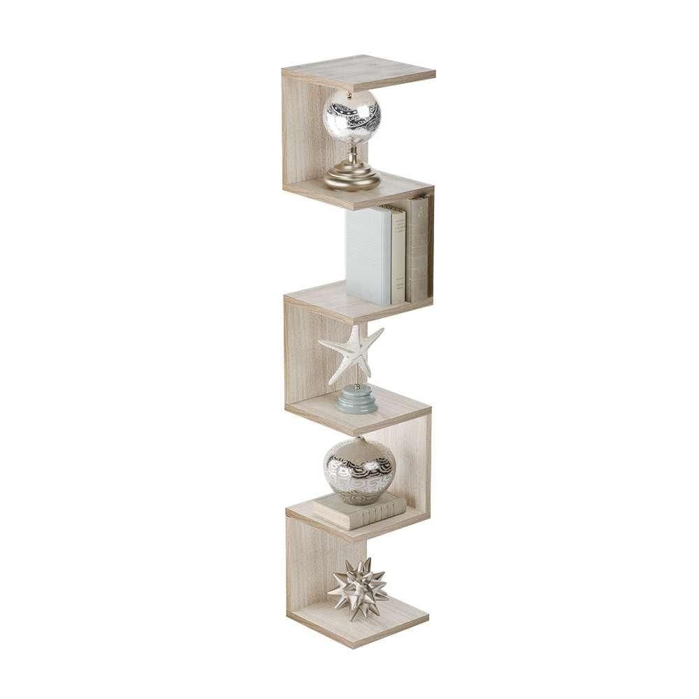 Prateleira de Canto Lyra 5 Nichos Decorativos Carvalho para Sala Quarto Livros