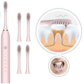 Escova de Dente Recarregavel Eletrica Ruído 6 Modos Ajustáveis 110v Rosa