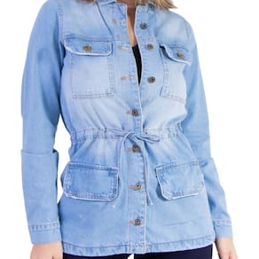 Jaqueta Parka Jeans 4 Bolsos Azul Claro Lady Rock