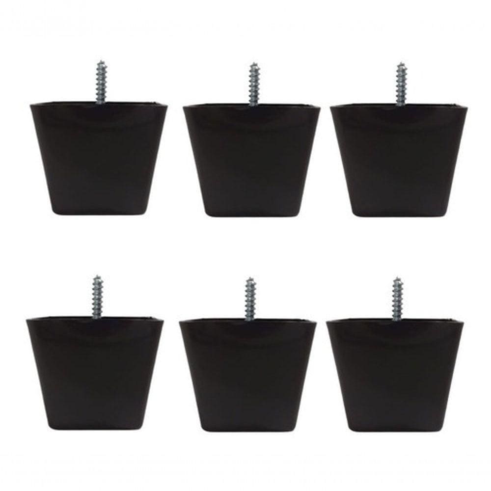 Kit 4 Pés Para Sofa Rack Estofados Modelo Cadency Preto Trapézio Alt 6 Cm