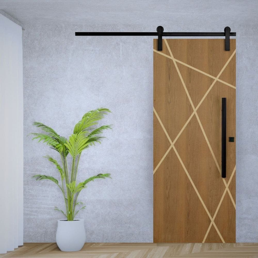 Porta de Correr Padrão Imbuia Agatha Trilho Soft Puxador Tubolar 800 Mm 102 X 210 Esquerdo Natural