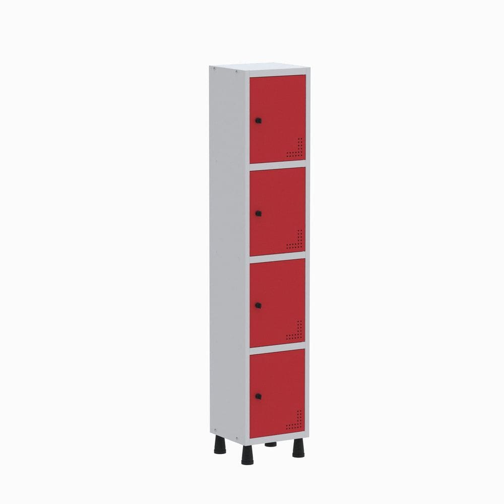 Roupeiro Aço Light 1v 04 Portas Gr301/4 Cinza/Vermelho
