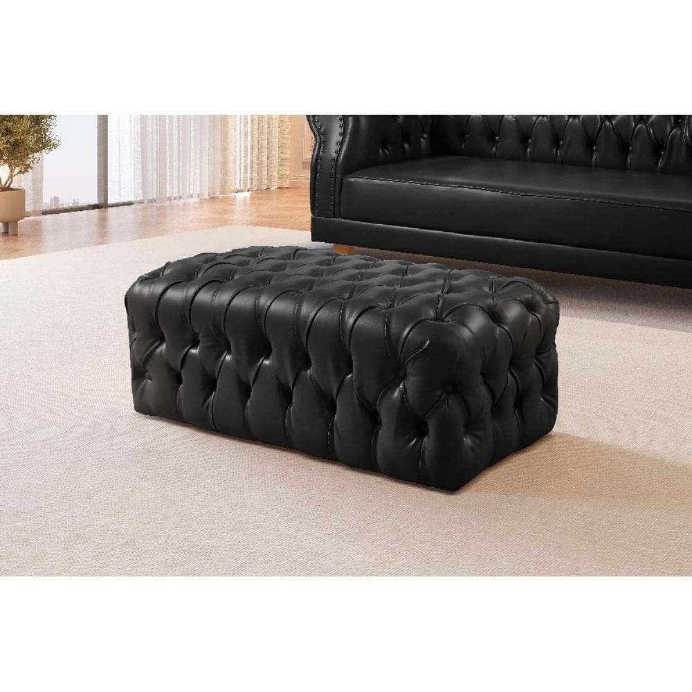 Puff Chesterfield Duque Capitonê Elegante e Luxuoso Preto