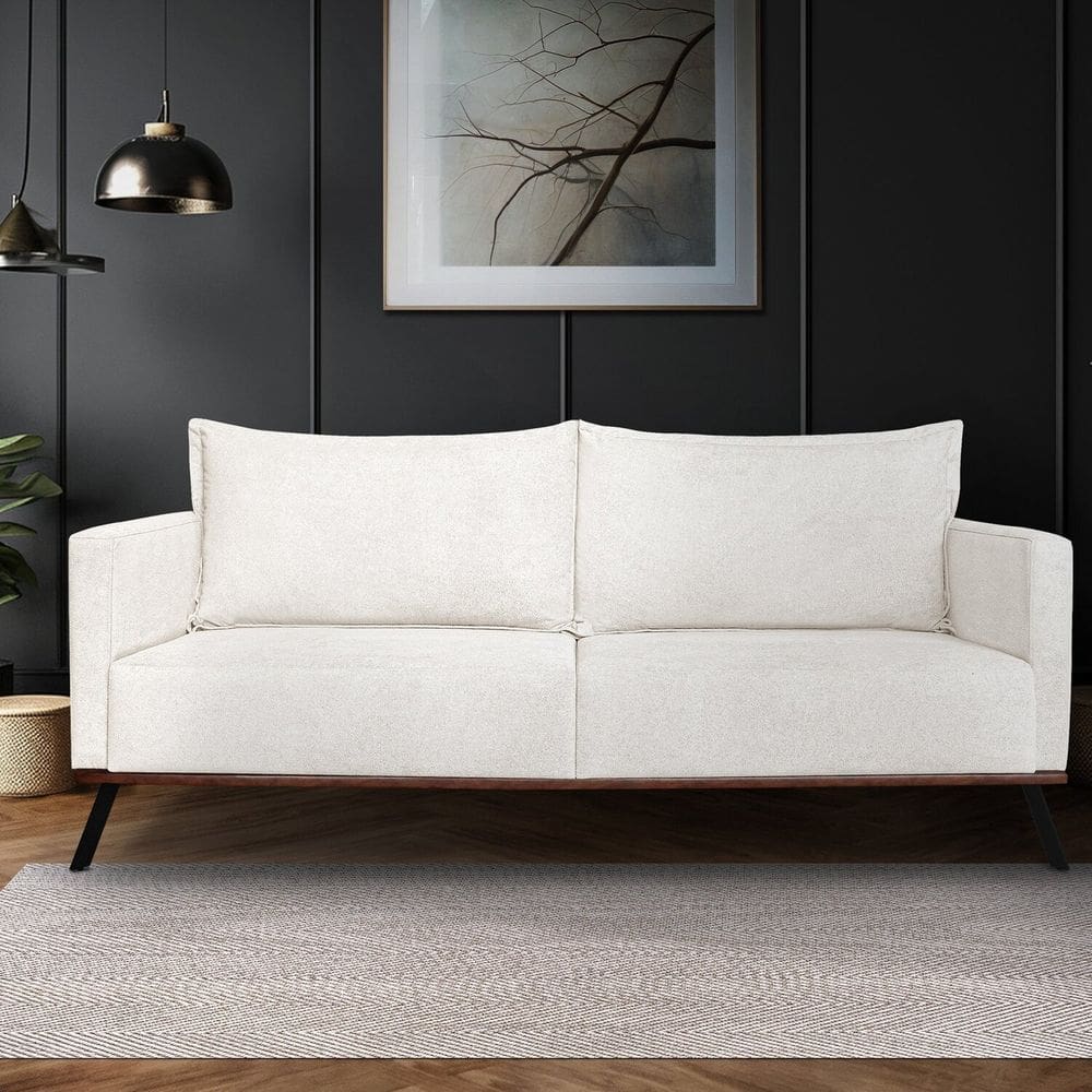 Sofá Zeki 2 Lugares 160 Cm Linho Boucle Off White