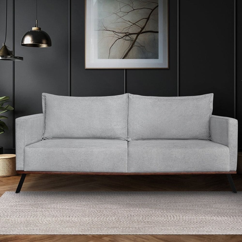 Sofá Zeki 2 Lugares 180 Cm Linho Boucle Cinza