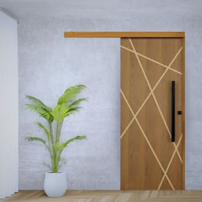 Porta de Correr Padrão Imbuia Agatha Trilho Embutir Puxador Tubolar 800 Mm 92 X 210 Direito Natural