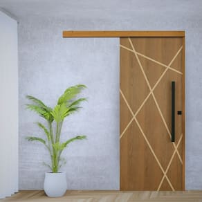 Porta de Correr Padrão Imbuia Agatha Trilho Embutir Puxador Barra Chata 800 Mm Preto 102 X 210 Direi Natural
