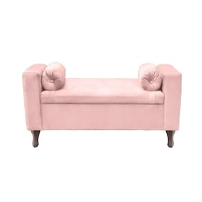 Recamier Bau Rico 160x Cama Queen Size Suede Rosa Bebe - Majú Decor