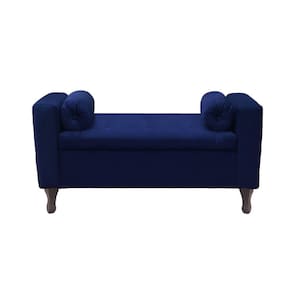 Recamier Bau Rico 160x Cama Queen Size Suede Azul Marinho - Majú Decor