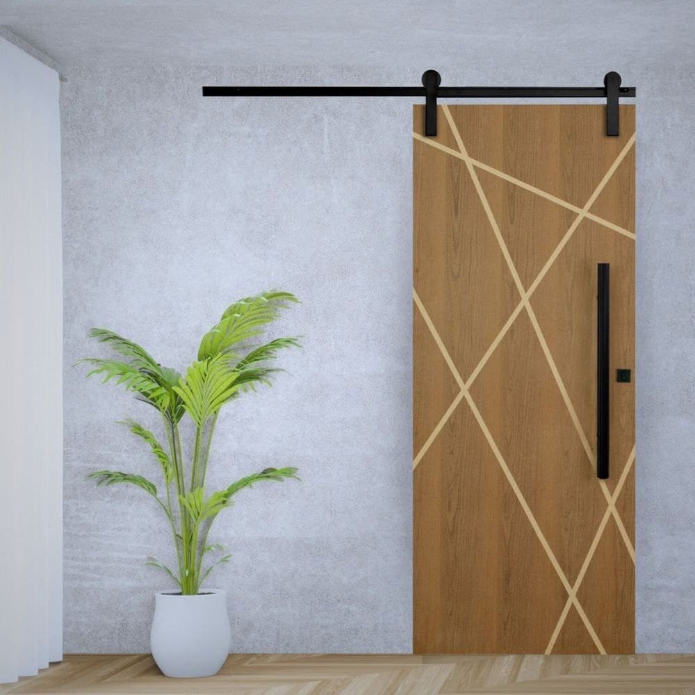 Porta de Correr Padrão Imbuia Agatha Trilho Soft Puxador Tubolar 800 Mm 82 X 210 Esquerdo Natural