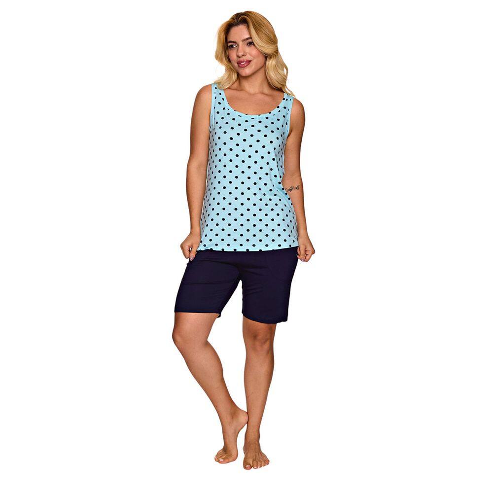 Pijama Feminino Bermuda Regata Sem Manga Verao Viscolycra