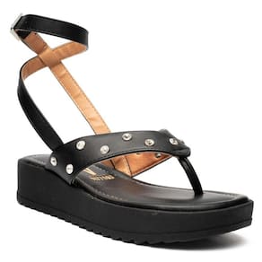 Sandália Vizzano Plataforma Amarração Tira Strass Feminina - Preto