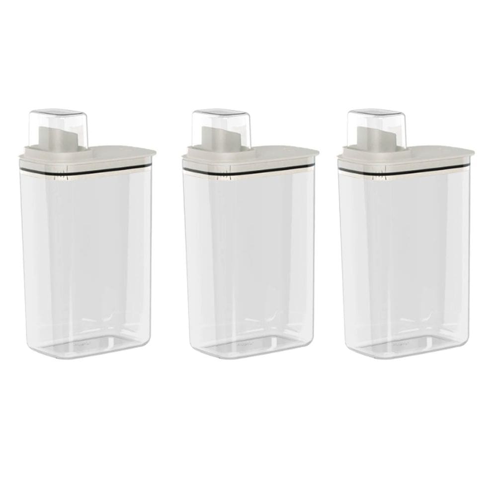 Porta Sabao Liquido e Po Dispenser 2,3L Bege Tampa Medidora 3un
