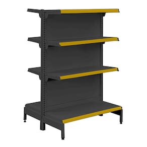 Gôndola Prateleira Preta 4 Níveis 40x30 New Plus 1,40 Central Inicial pe Amarelo - Sa Gôndolas
