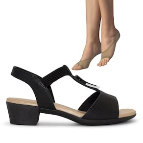 Sandália Usaflex Feminina Salto Bloco MM0801+2P Meias Color Sports Sapatilha Dedinhos 9065