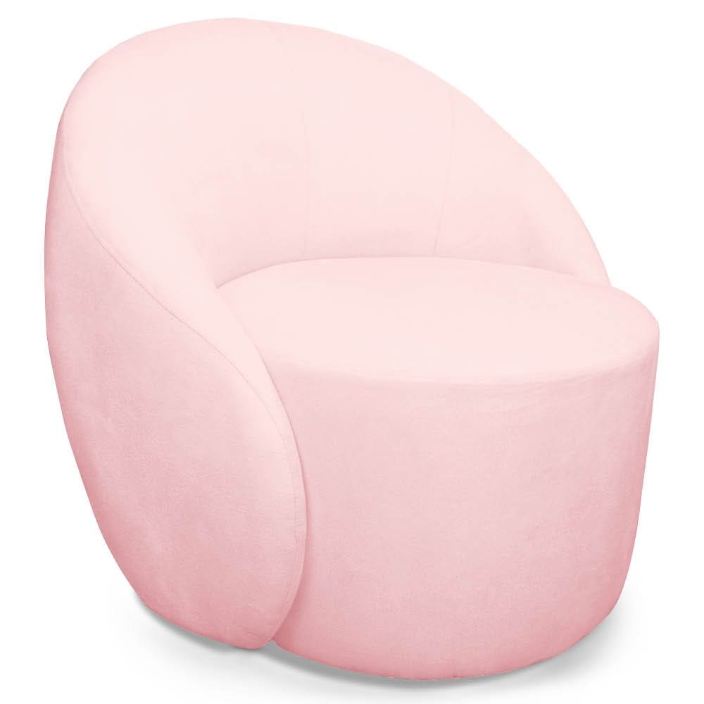 Poltrona Decorativa Orgânica Giratória Lua Suede Rosa Bebê D03 - D`Rossi