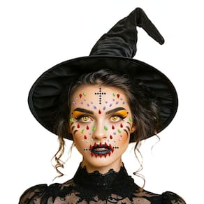Festa Halloween Maquiagem Adesiva para o Rosto Face Jewels - Kit com 2 Cartelas