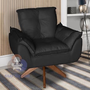 Poltrona/Cadeira Decorativa Glamour Opala Com Base Giratória 30cm em Madeira