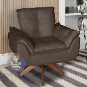 Poltrona/Cadeira Decorativa Glamour Opala Com Base Giratória 30cm em Madeira