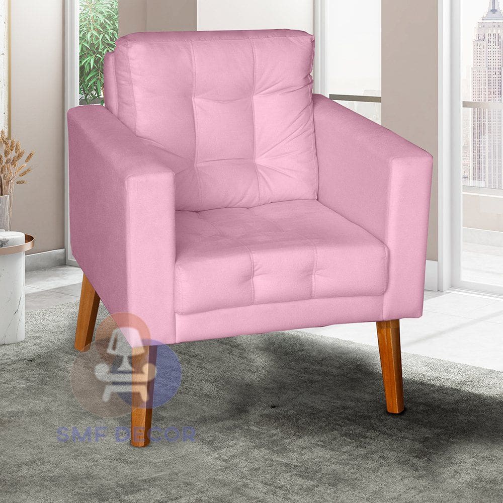 Sofá/Poltrona/Cadeira Decorativa Glamour Dubai com pés em Madeira