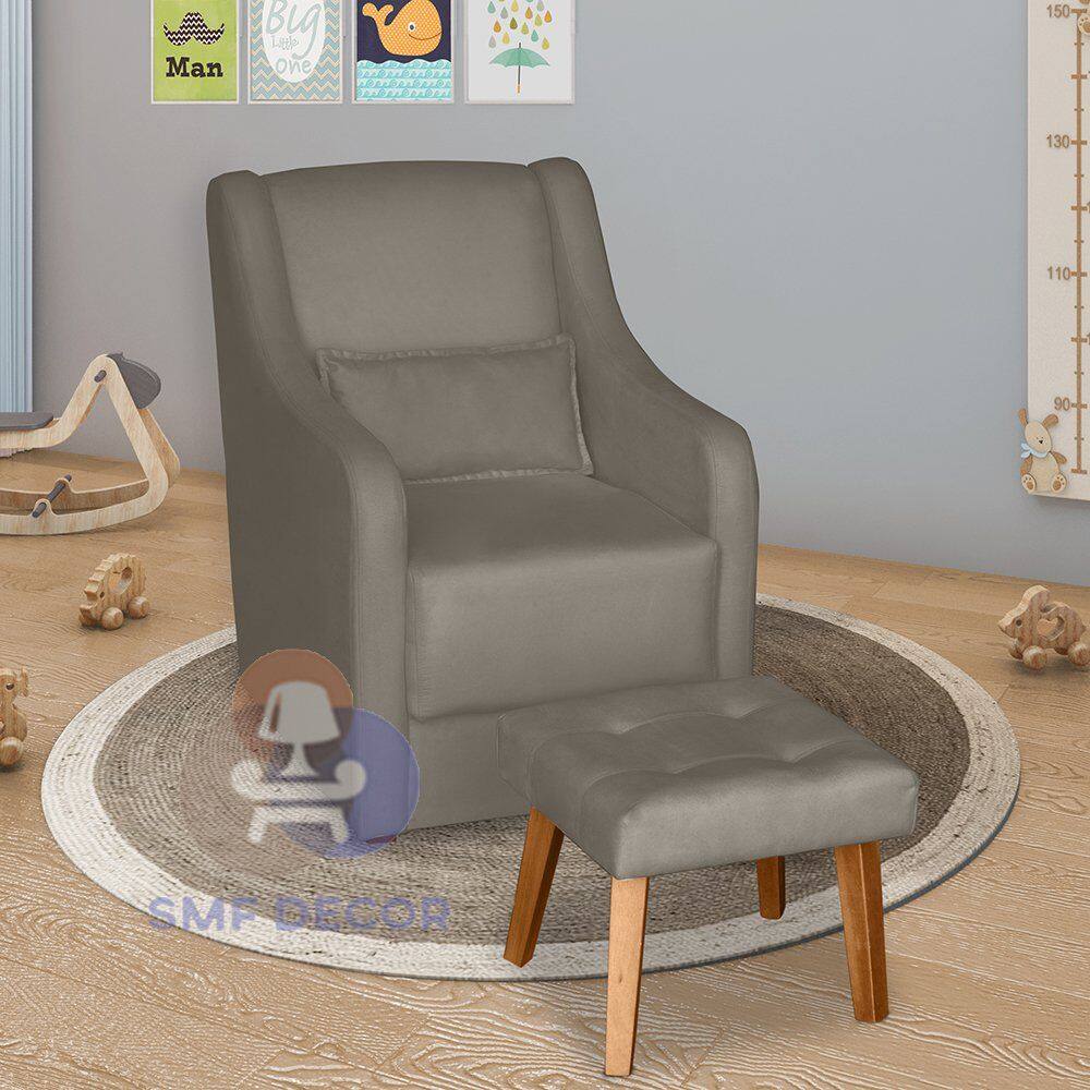 Poltrona para Amamentação Glamour com Puff e Almofada