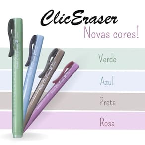 Kit 04 Canetas Borracha Clic Eraser Colorida Retrátil Pentel | Material Escolar | Papelaria