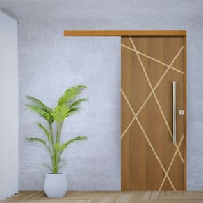 Porta de Correr Padrão Imbuia Agatha Trilho Embutir Puxador Tubolar 800 Mm Cromado 102 X 210 Esquerd Natural