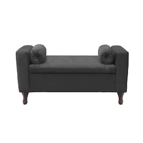 Recamier Bau Rico 160x Cama Queen Size Suede Grafite - Majú Decor
