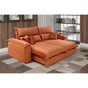 Sofá Retrátil e Reclinável 4 Lugares Lírio Suede Terracota