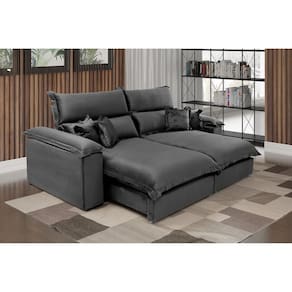Sofá Retrátil e Reclinável 4 Lugares Lírio Suede Cinza