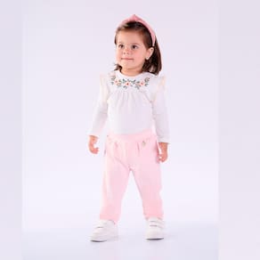 Body Manga Longa Cotton Com Bordado Kiki Xodó Ref:1650046 P/G