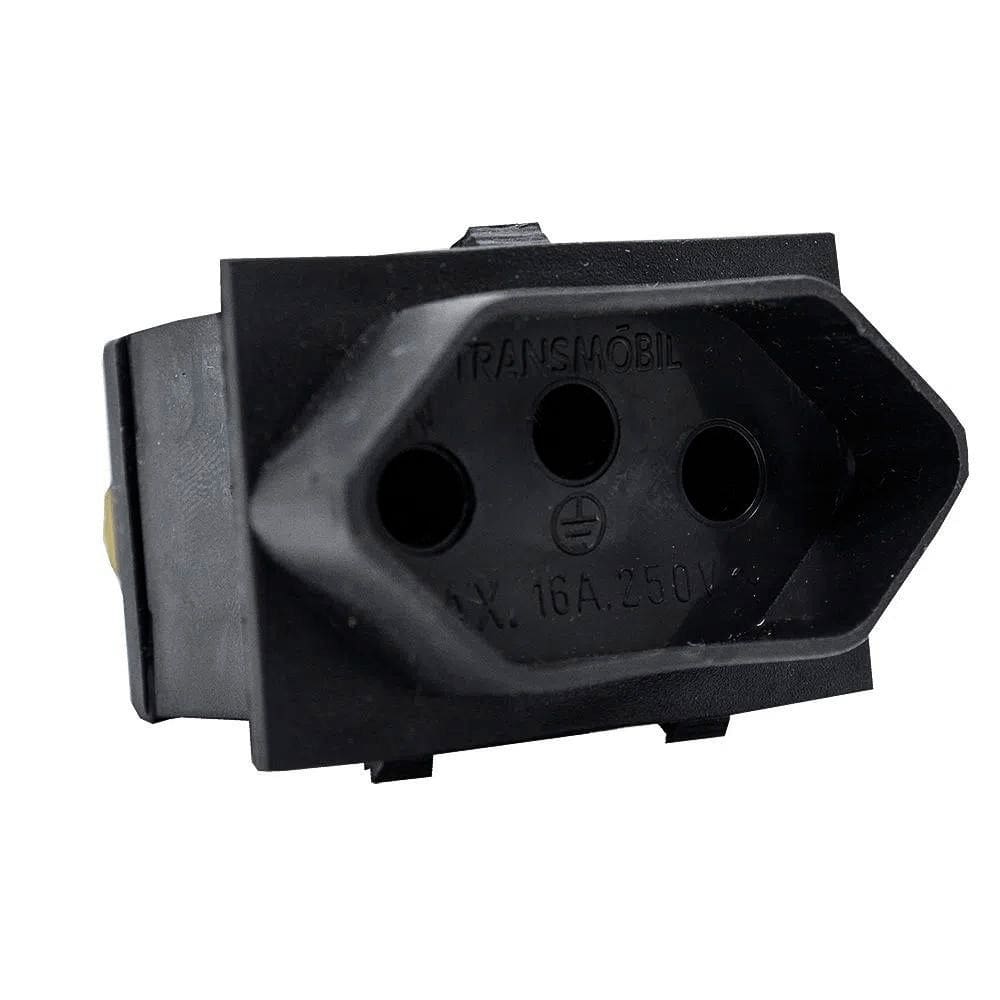 05 Módulo Tomada 2p+t 16a 250v Pb Preto P/ Painel Transmóbil
