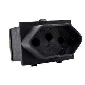 05 Módulo Tomada 2p+t 16a 250v Pb Preto P/ Painel Transmóbil