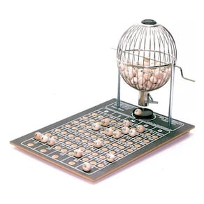 Jogo De Bingo Globo De Metal Tabuleiro Em Madeira N°2 Preto