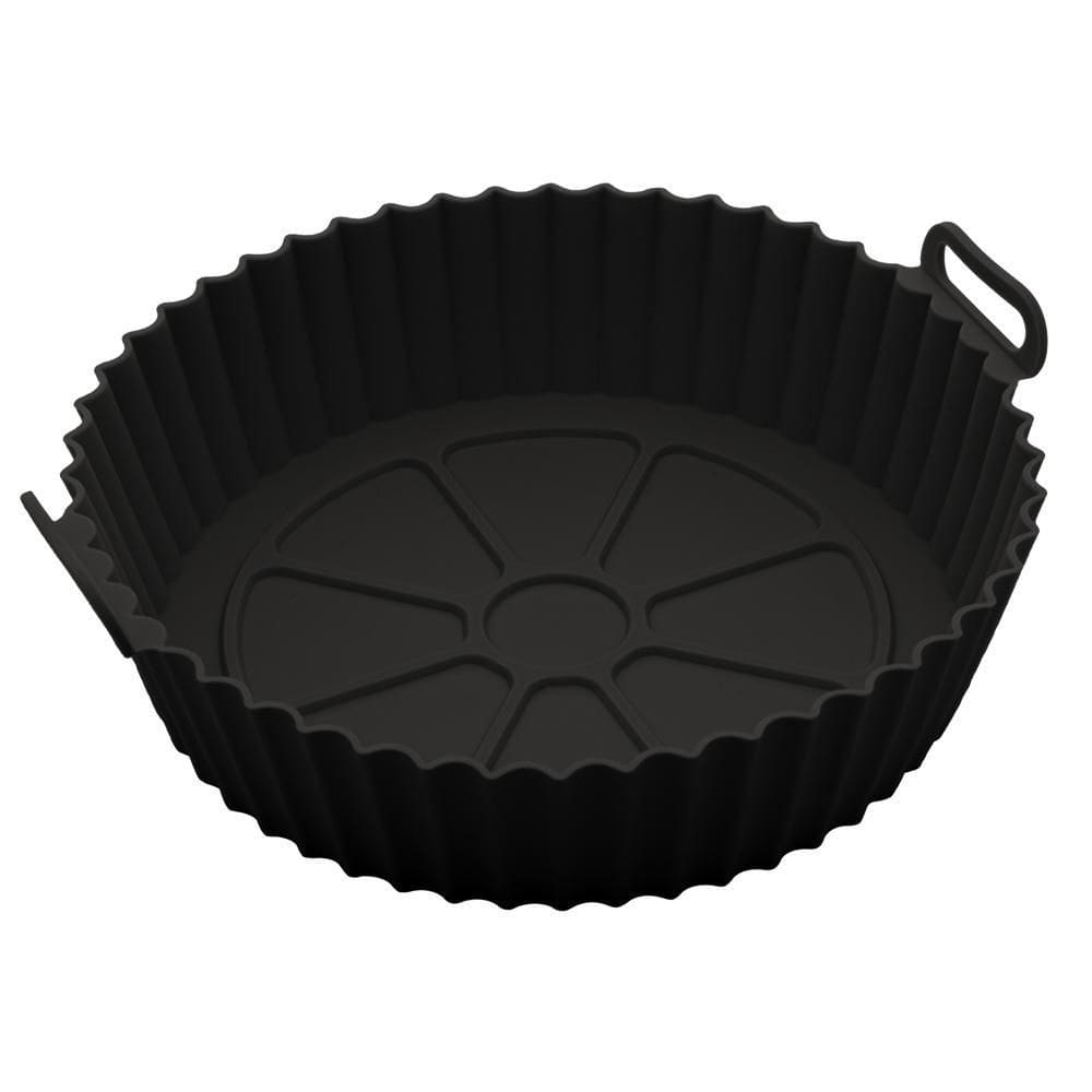 Forma Redonda de Silicone para Air Fryer Preta 19cm