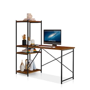 Escrivaninha Office Rubi em MDF Industrial com Prateleiras KLM Store