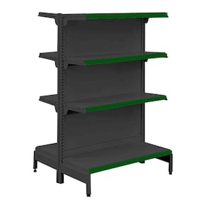 Gôndola Prateleira Preta 4 Níveis 40x30 New Plus 1,40 Central Inicial pe Verde - Sa Gôndolas