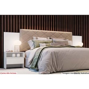 Painel Cama Box Madeirado Branco Casal Everest Plus 2 Mesas c/ 2 Gavetas Branco - Novo Horizonte
