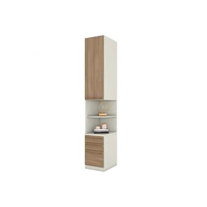 Módulo de Quarto Casal Armário Mesa de Cabeceira Seletto MC02 c/ 1 Porta e 3 Gavetas Areia/Jequitibá - Henn