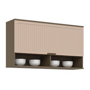 Armário de Cozinha Modulado Aéreo p/ Connect c/1 Porta Basculante Ripada 120cm Duna/Cristal - Henn