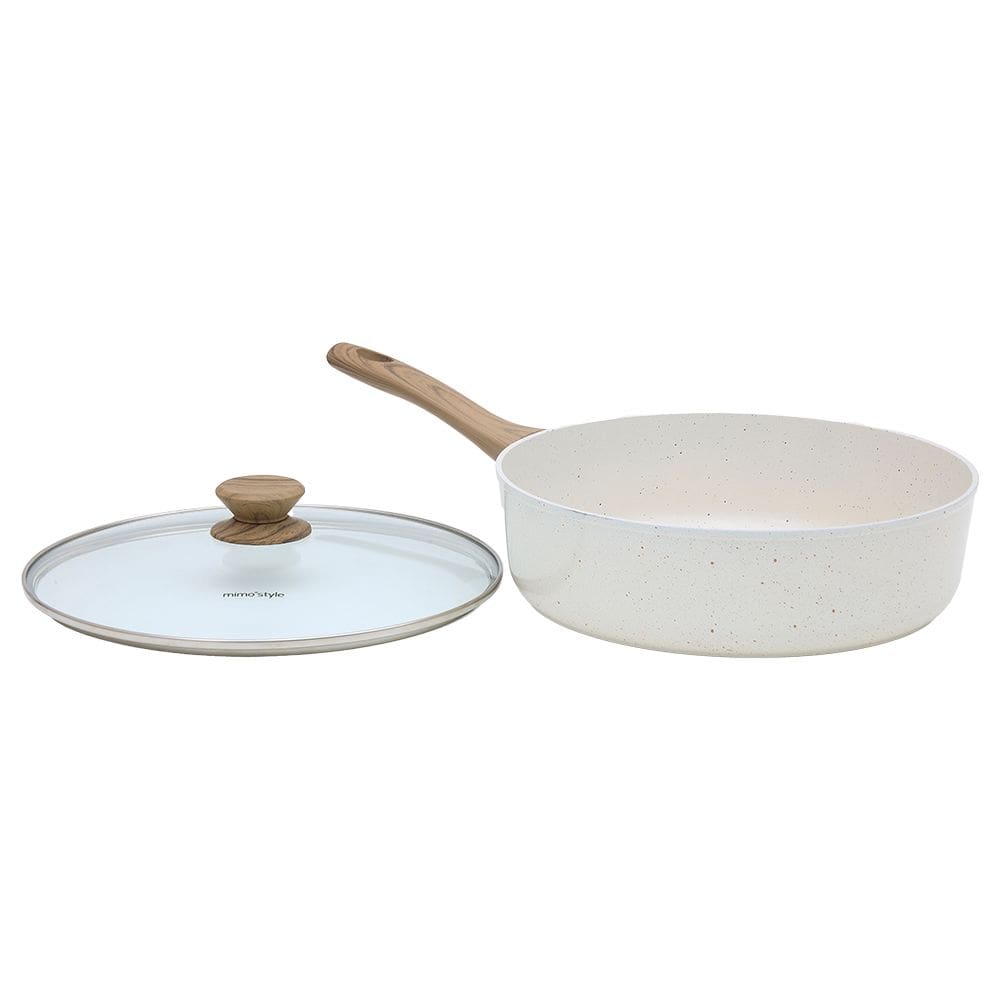 Frigideira Antiaderente Funda Com Tampa Vidro 28cm Mimo Style Panela Fogão Cooktop Indução