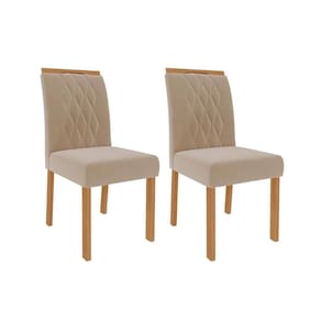 Cadeira de Cozinha Juliana Wood Kit 2 Un Madeirado/Suede Nude Bege - Cimol
