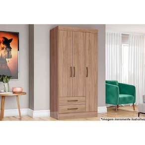Guarda Roupa 3 Portas e 2 Gavetas Briz BE16 Jequitibá Brilho - Henn