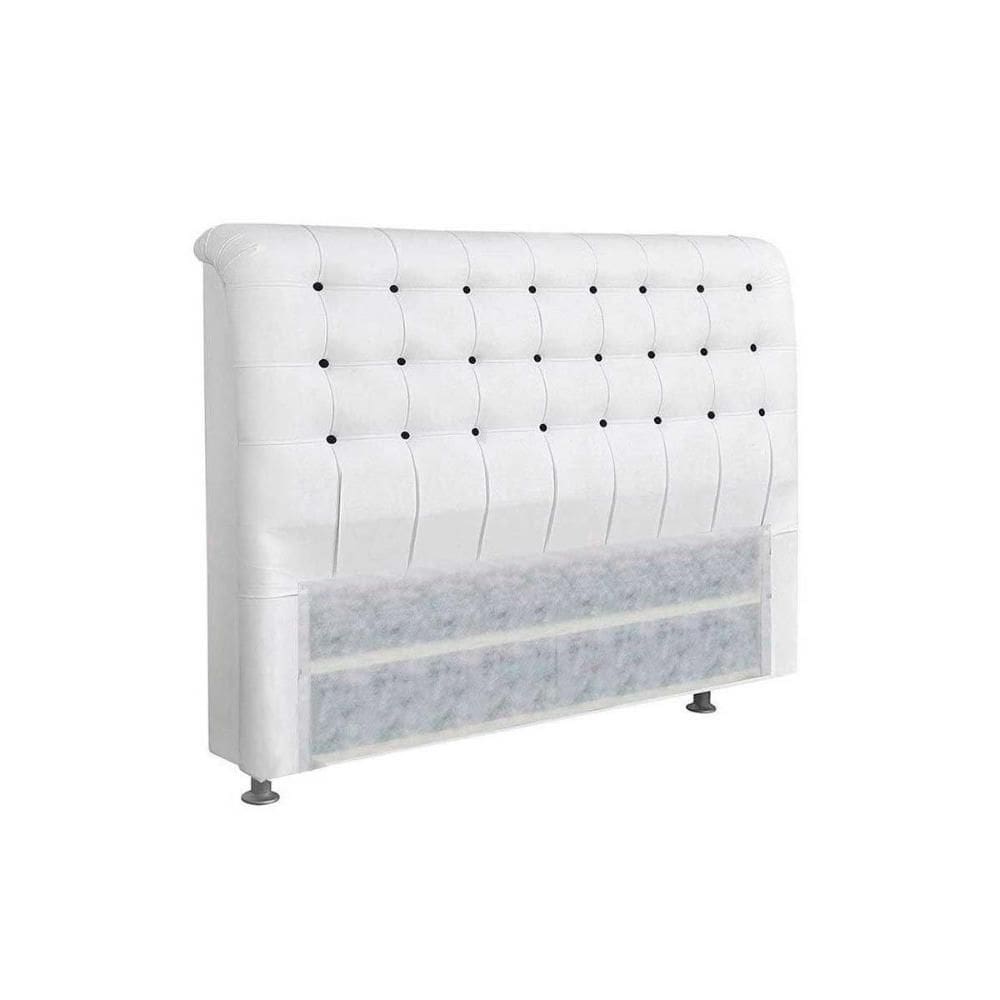 Painel de Cama Box Estofada Queen Queen Dama Plus Courano Branco/Preto - Simbal