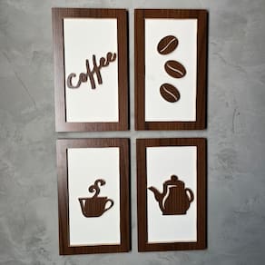 4 Quadros Cantinho do Café decoração grãos 15x25 C1525Mr