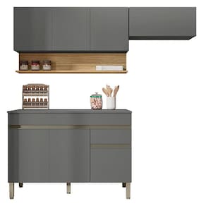 Cozinha Modulada Line Composição 1 Gris Freijó - Kits Paraná