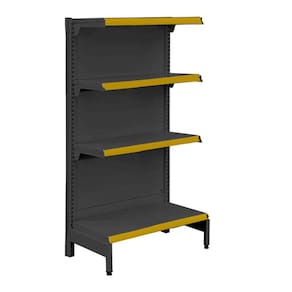 Gôndola Prateleira Preta 4 Níveis 40x30 New Plus 1,40 Ponta pe Amarelo - Sa Gôndolas